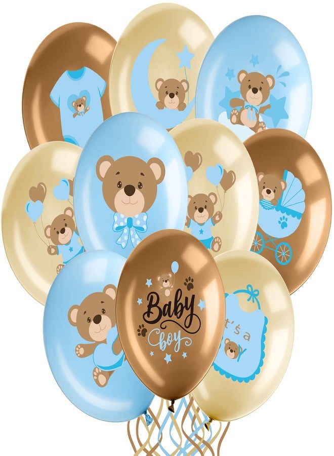 Charnoel 36 Pcs Bear Baby Balloons Latex Bear Balloons Blue Brown Baby Balloons We Can Bearly Wait Balloons Party Decorations for Memorable Baby Shower Gender Reveal, Birthday Party Supplies - Image 1